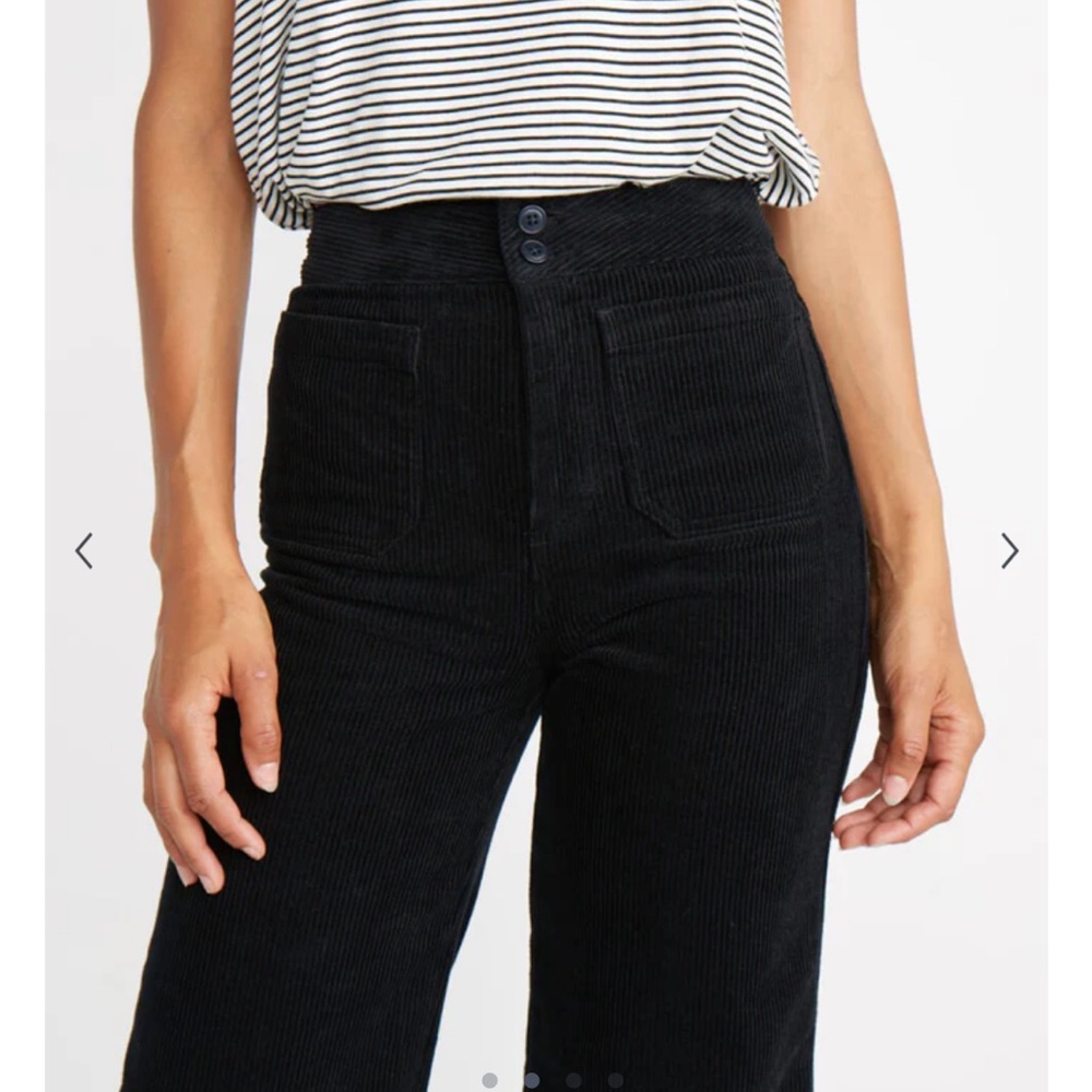 Marine layer Tally Pant in Graphite black corduroy wide leg cropped pants - Picture 2 of 4